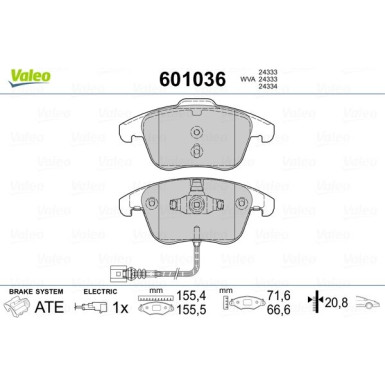 Valeo | Bremsbelagsatz, Scheibenbremse | 601036