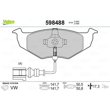 Valeo | Bremsbelagsatz, Scheibenbremse | 598488