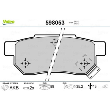 Valeo | Bremsbelagsatz, Scheibenbremse | 598053