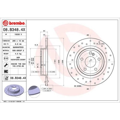 Brembo | Bremsscheibe | 08.B348.4X