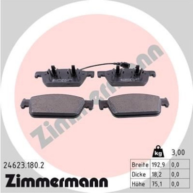 Zimmermann | Bremsbelagsatz, Scheibenbremse | 24623.180.2