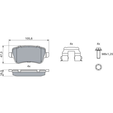 BOSCH | Bremsbelagsatz, Scheibenbremse | 0 986 494 125