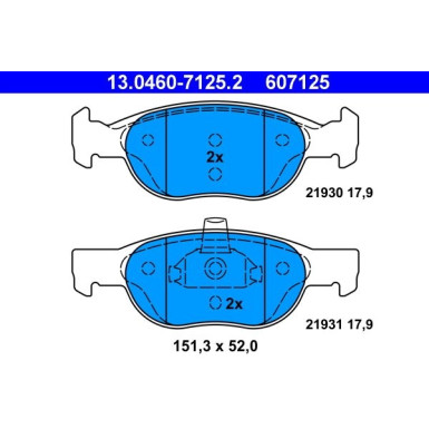 ATE | Bremsbelagsatz, Scheibenbremse | 13.0460-7125.2