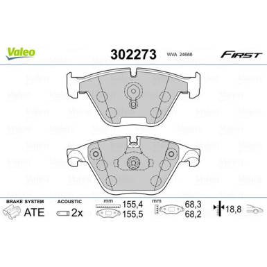 Valeo | Bremsbelagsatz, Scheibenbremse | 302273