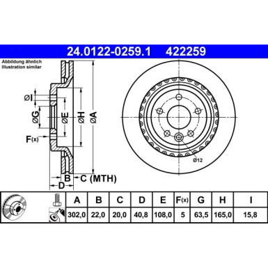 ATE | Bremsscheibe | 24.0122-0259.1