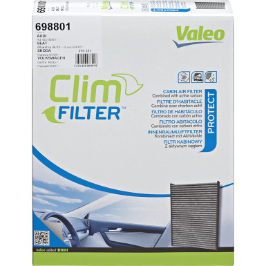 VALEO 698801 Innenraumfilter Aktivkohlefilter 279x216x57mm CLIMFILTER PROTECT