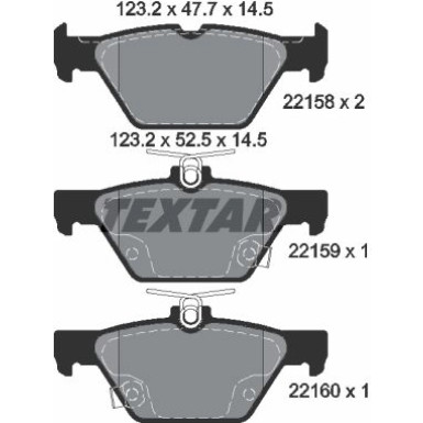 Textar | Bremsbelagsatz, Scheibenbremse | 2215801