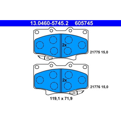 ATE | Bremsbelagsatz, Scheibenbremse | 13.0460-5745.2