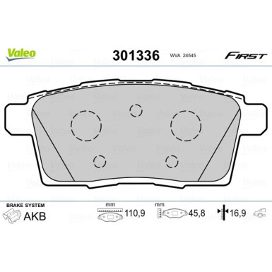 Valeo | Bremsbelagsatz, Scheibenbremse | 301336