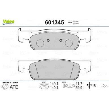 Valeo | Bremsbelagsatz, Scheibenbremse | 601345