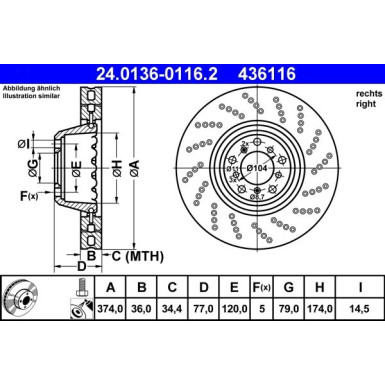 ATE | Bremsscheibe | 24.0136-0116.2