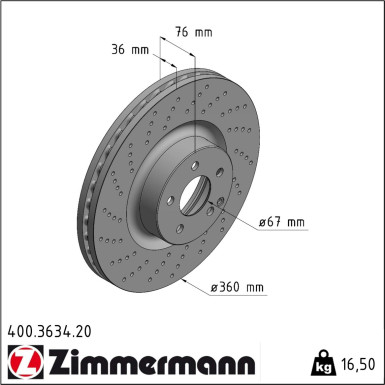 Zimmermann | Bremsscheibe | 400.3634.20