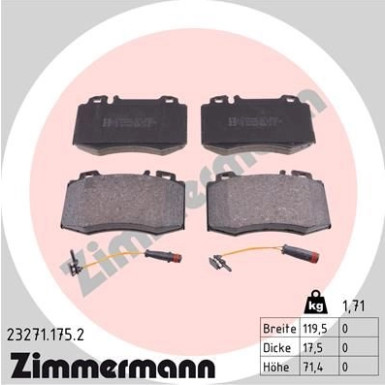 Zimmermann | Bremsbelagsatz, Scheibenbremse | 23271.175.2