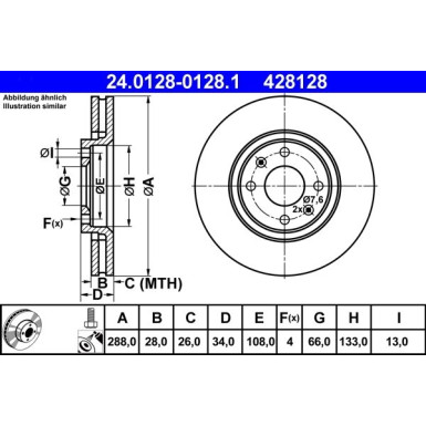 ATE | Bremsscheibe | 24.0128-0128.1