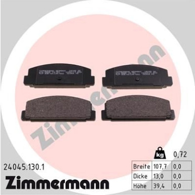 Zimmermann | Bremsbelagsatz, Scheibenbremse | 24045.130.1