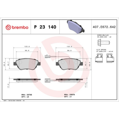 Brembo | Bremsbelagsatz, Scheibenbremse | P 23 140