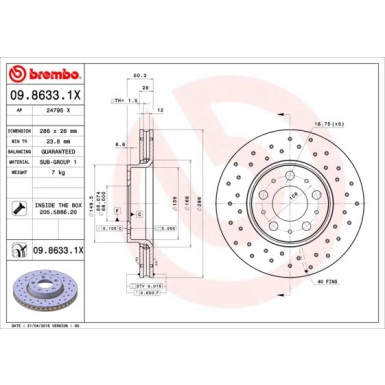 Brembo | Bremsscheibe | 09.8633.1X