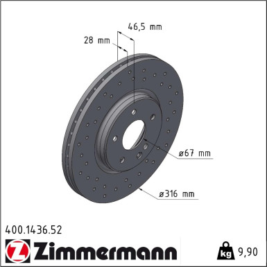 Zimmermann | Bremsscheibe | 400.1436.52