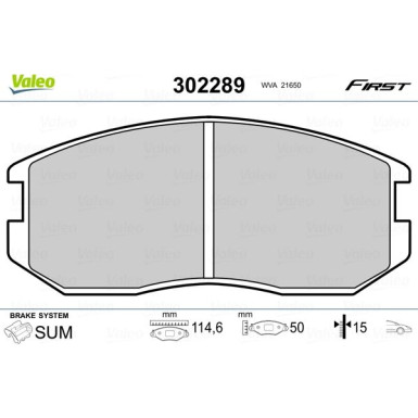 Valeo | Bremsbelagsatz, Scheibenbremse | 302289