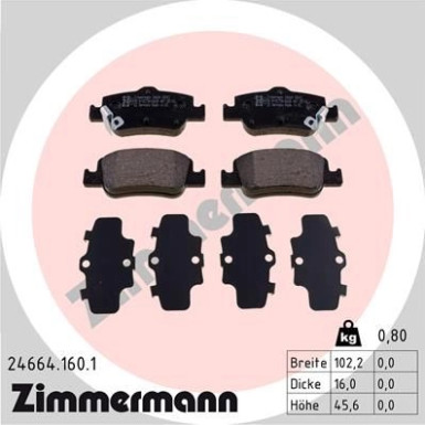 Zimmermann | Bremsbelagsatz, Scheibenbremse | 24664.160.1