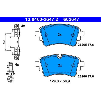 ATE | Bremsbelagsatz, Scheibenbremse | 13.0460-2647.2