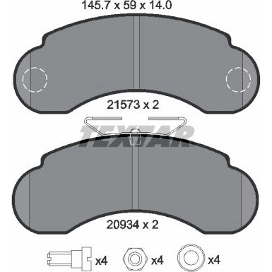 Textar | Bremsbelagsatz, Scheibenbremse | 2157302
