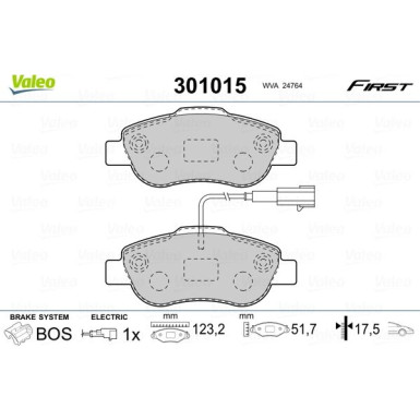 Valeo | Bremsbelagsatz, Scheibenbremse | 301015