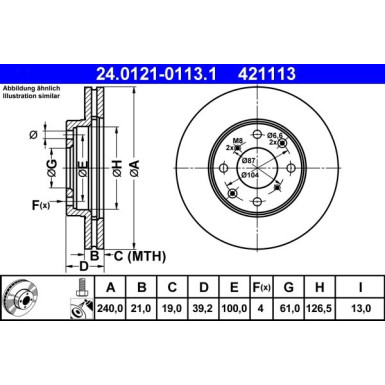 ATE | Bremsscheibe | 24.0121-0113.1