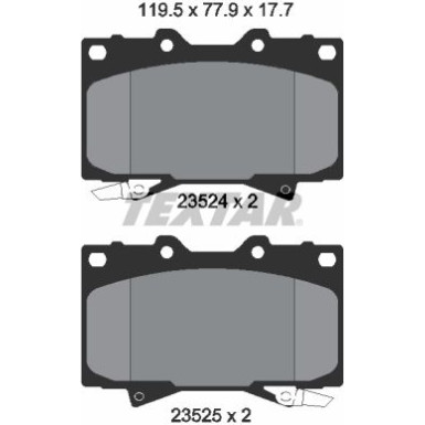 Textar | Bremsbelagsatz, Scheibenbremse | 2352402