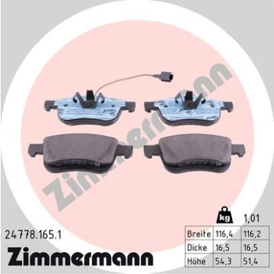 Zimmermann | Bremsbelagsatz, Scheibenbremse | 24778.165.1