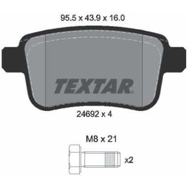 Textar | Bremsbelagsatz, Scheibenbremse | 2469204