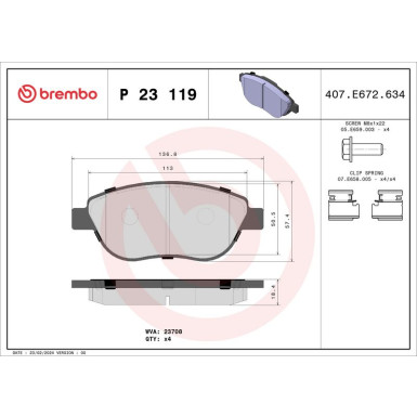 Brembo | Bremsbelagsatz, Scheibenbremse | P 23 119