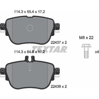 Textar | Bremsbelagsatz, Scheibenbremse | 2243701