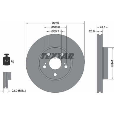 Textar | Bremsscheibe | 92096903