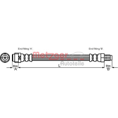 Metzger | Bremsschlauch | 4114085