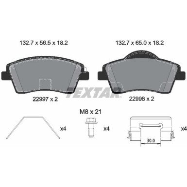 Textar | Bremsbelagsatz, Scheibenbremse | 2299701