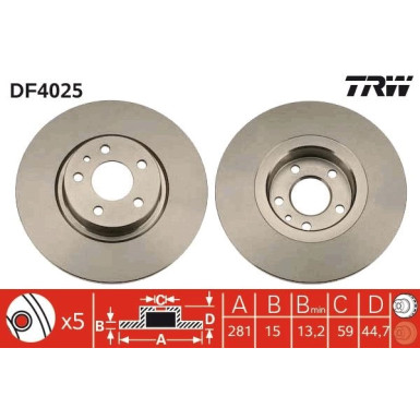 TRW | Bremsscheibe | DF4025