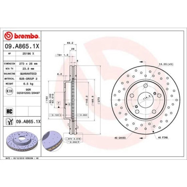 Brembo | Bremsscheibe | 09.A865.1X