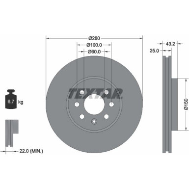 Textar | Bremsscheibe | 92129303