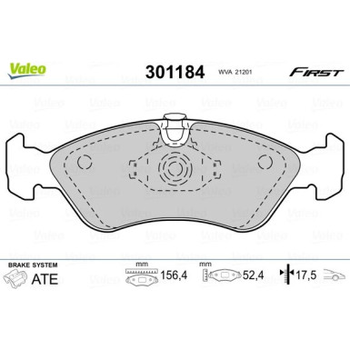 Valeo | Bremsbelagsatz, Scheibenbremse | 301184