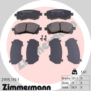 Zimmermann | Bremsbelagsatz, Scheibenbremse | 21915.170.1