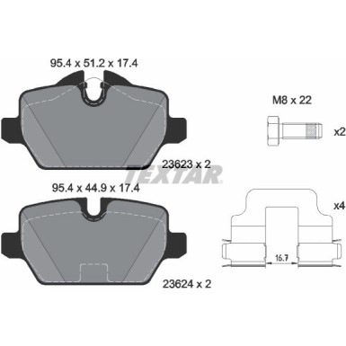 Textar | Bremsbelagsatz, Scheibenbremse | 2362303