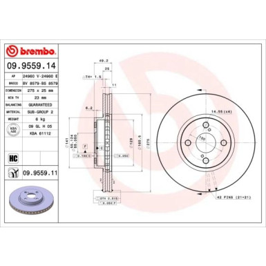 Brembo | Bremsscheibe | 09.9559.11