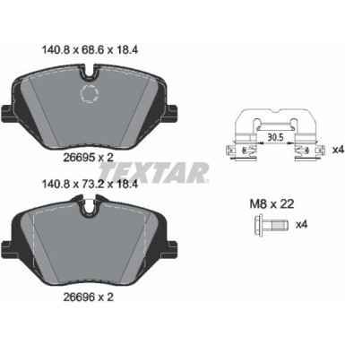 Textar | Bremsbelagsatz, Scheibenbremse | 2669501