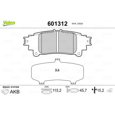 Valeo | Bremsbelagsatz, Scheibenbremse | 601312