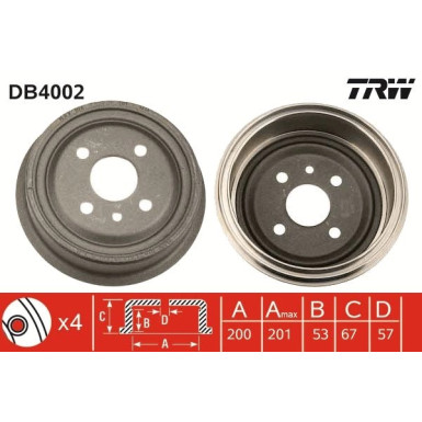 TRW | Bremstrommel | DB4002