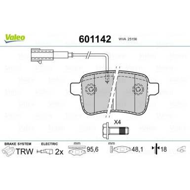 Valeo | Bremsbelagsatz, Scheibenbremse | 601142