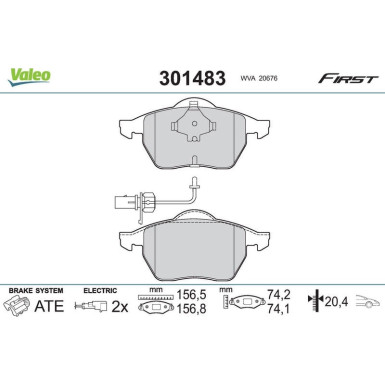 Valeo | Bremsbelagsatz, Scheibenbremse | 301483