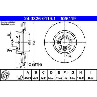 ATE | Bremsscheibe | 24.0326-0119.1