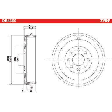 TRW | Bremstrommel | DB4360